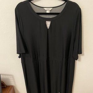 NWT CJ Banks Black Maxi Dress with Flowered Accent Size 2X